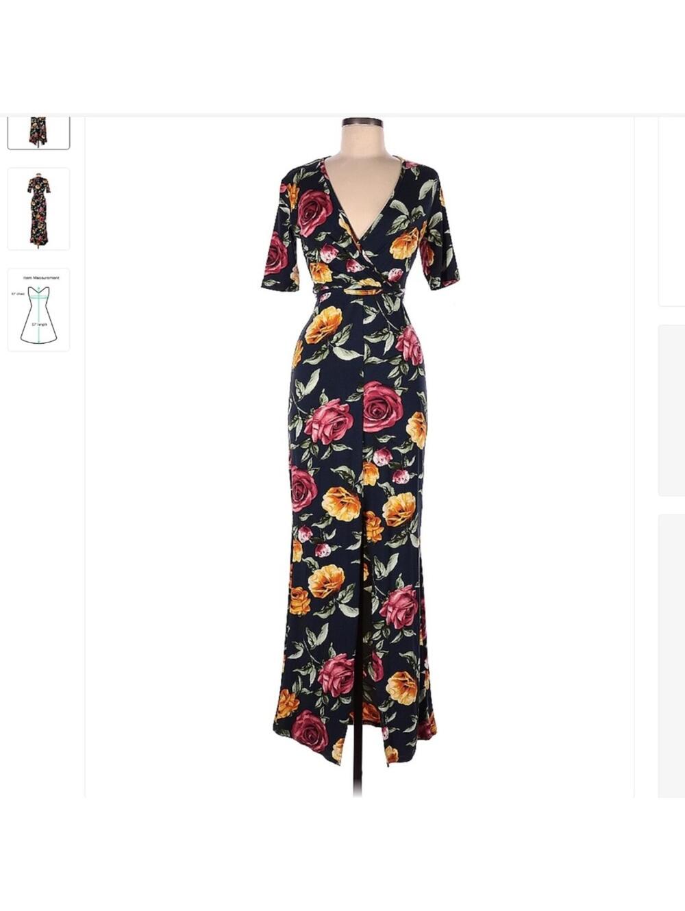 Stiletto Floral Long Sleeve Faux-Wrap Dress - Sz Medium